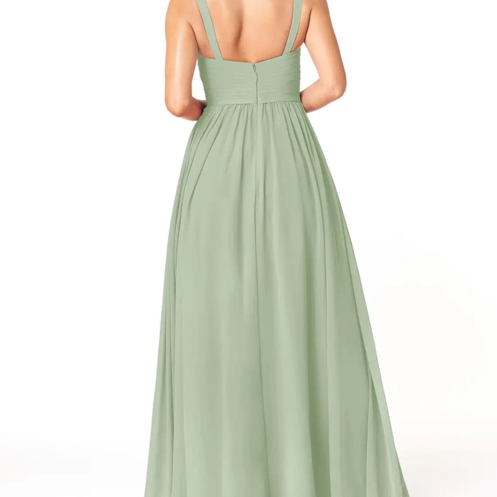 Azazie Sage Green Maxi Dress with Slit - Picture 2 of 6